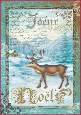 Рисовая бумага для декупажа Stamperia DFSA4039 Рождественский олень, формат А4